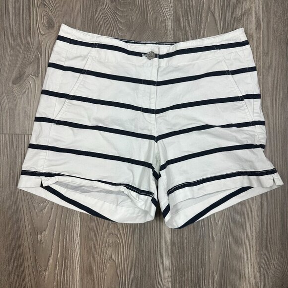 Nautica White Navy Striped Shorts Nautical Summer Beach Casual 6 - Picture 1 of 6